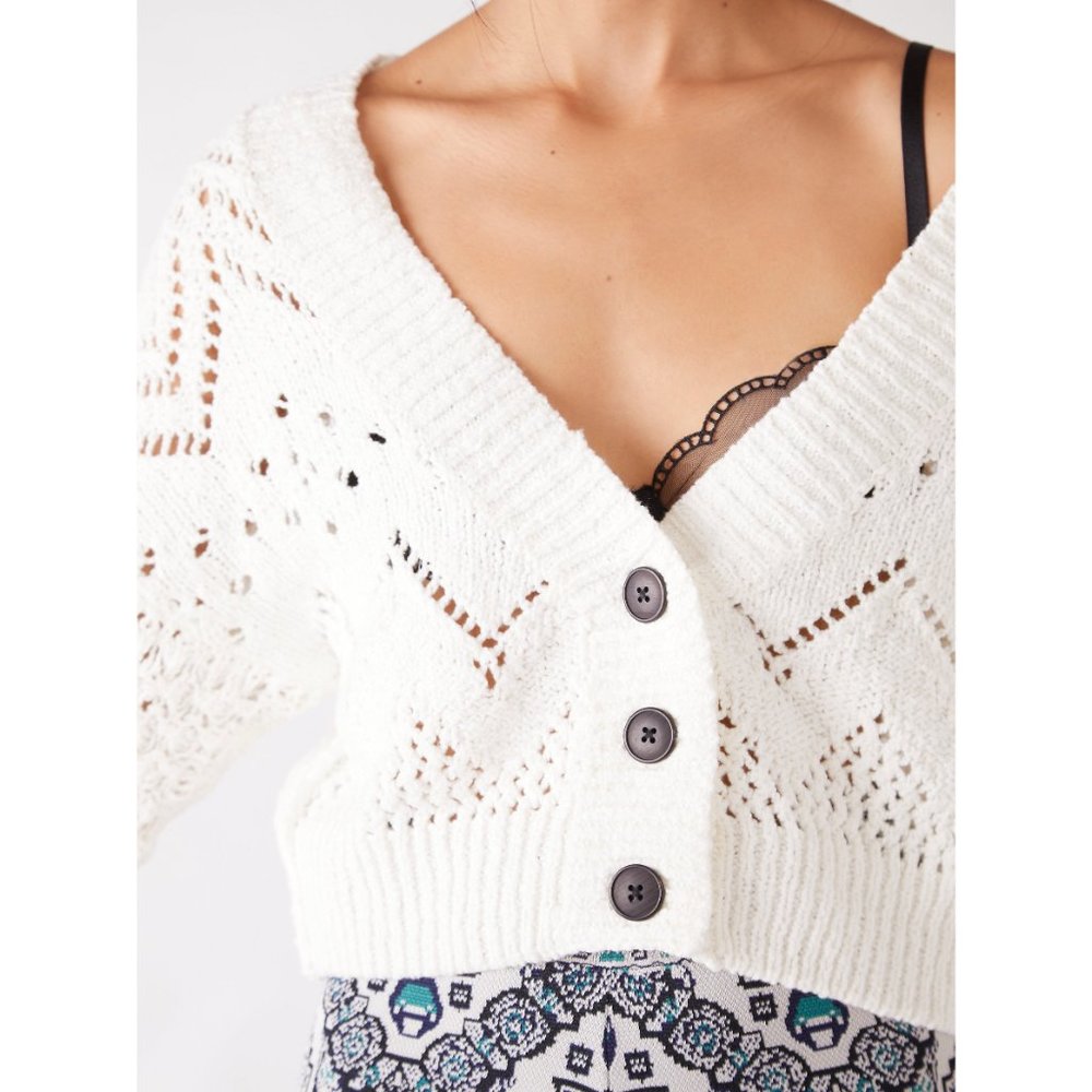 NWT Free People Chloe Cardi / Evening Cream - Picture 2 of 7